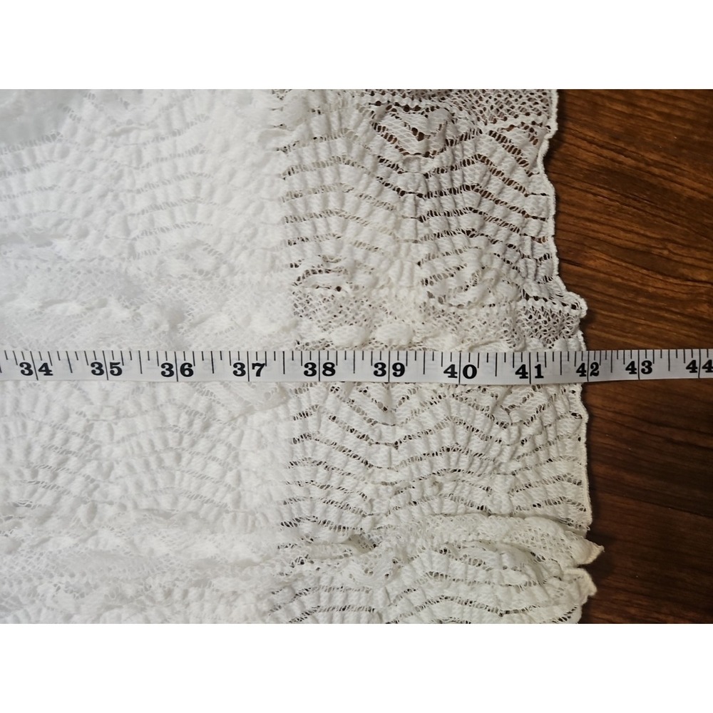 Rabbit Rabbit Rabbit Designs White Chevron Lace Midi‎ Dress Ruffled HEM 16 - Picture 7 of 10